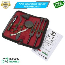 7 Pcs Tactical Black Diagnostic ENT Kit Tuning Forks, Hammer, Scissor German Gr