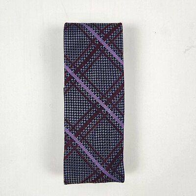 Dion Signature Canada Tie 100% Italian Silk Gray Purple Multicolor NWT