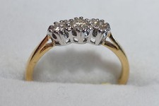 second hand 18 ct yellow gold diamond three 3 stone ring size K reduced sale 