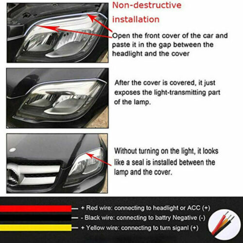 60CM LED DRL Light Amber Sequential Flexible Turn Signal Strip for Headlight - Picture 6 of 11