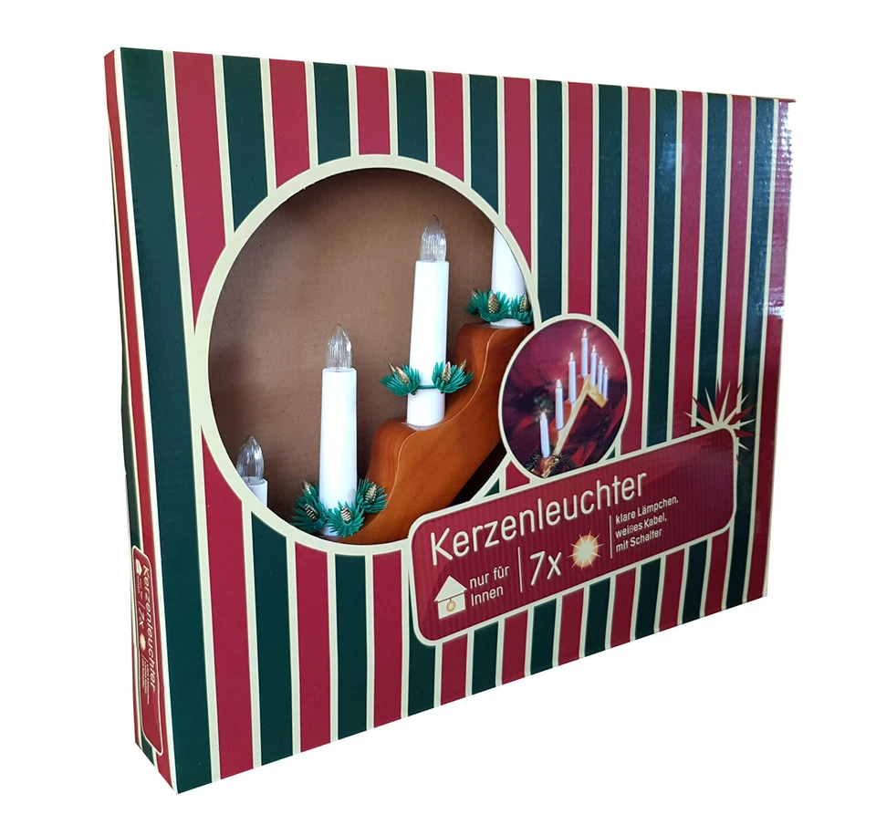 Holz Kerzenbrücke Schwibbogen Lichterbogen mit 7 Kerzen warmweiß Weihnachten - Bild 3 von 4