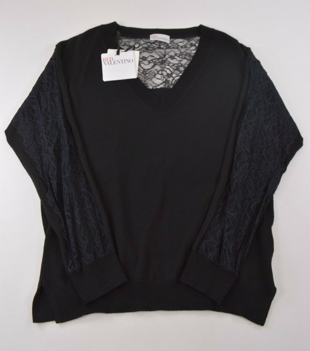 RED VALENTINO◆ニット・セーター(厚手)/XS/アンゴラ/BLK/SR3KCB574F1 Red Valentino NWT Sweater with Lace Details Size XS in Black