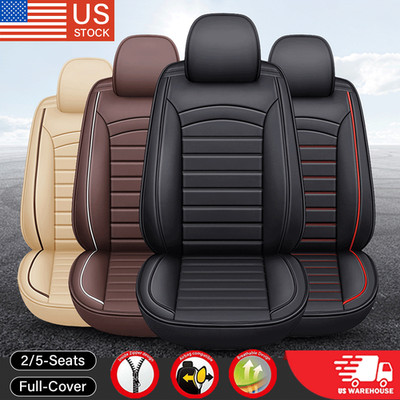 For Jeep 2/5-Seat Covers Leather Front Rear Full Set Cushion Protector Pad Mat