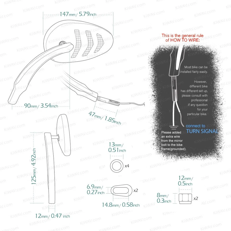 Espejo cromado flecha indicador ámbar LED 5/16" se adapta a HD V-ROD MUSCLE NIGHT ROD Foto 2 de 4