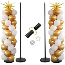 Balloon Stand - Set of 2, 56 Inch Height Adjustable Splicing Metal Pole Ballo...