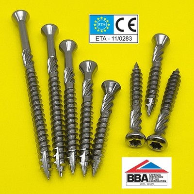 DIELENSCHRAUBEN EDELSTAHL A2 VA MIT ETA 3,2mm 4mm TERRASSENSCHRAUBEN ZIERKOPF TX