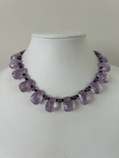 Vintage Natural Amethyst Nugget Necklace Graduated Gemstone Beads 17  