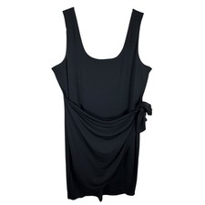 Express Black Jersey Knit Faux Wrap Stretchy Scoop Neck Sleeveless Midi Dress XL