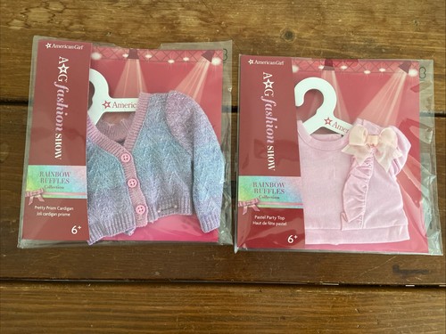 American Girl Rainbow Ruffles Pretty Prism Cardigan & Pastel Party Top New