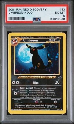 2001 POKEMON NEO DISCOVERY #13 UMBREON-HOLO PSA 6