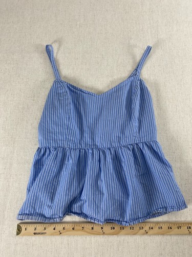 Old Navy Tank Top Womens Large Blue Stripe Spaghetti Strap Peplum Pullover - Picture 5 of 7