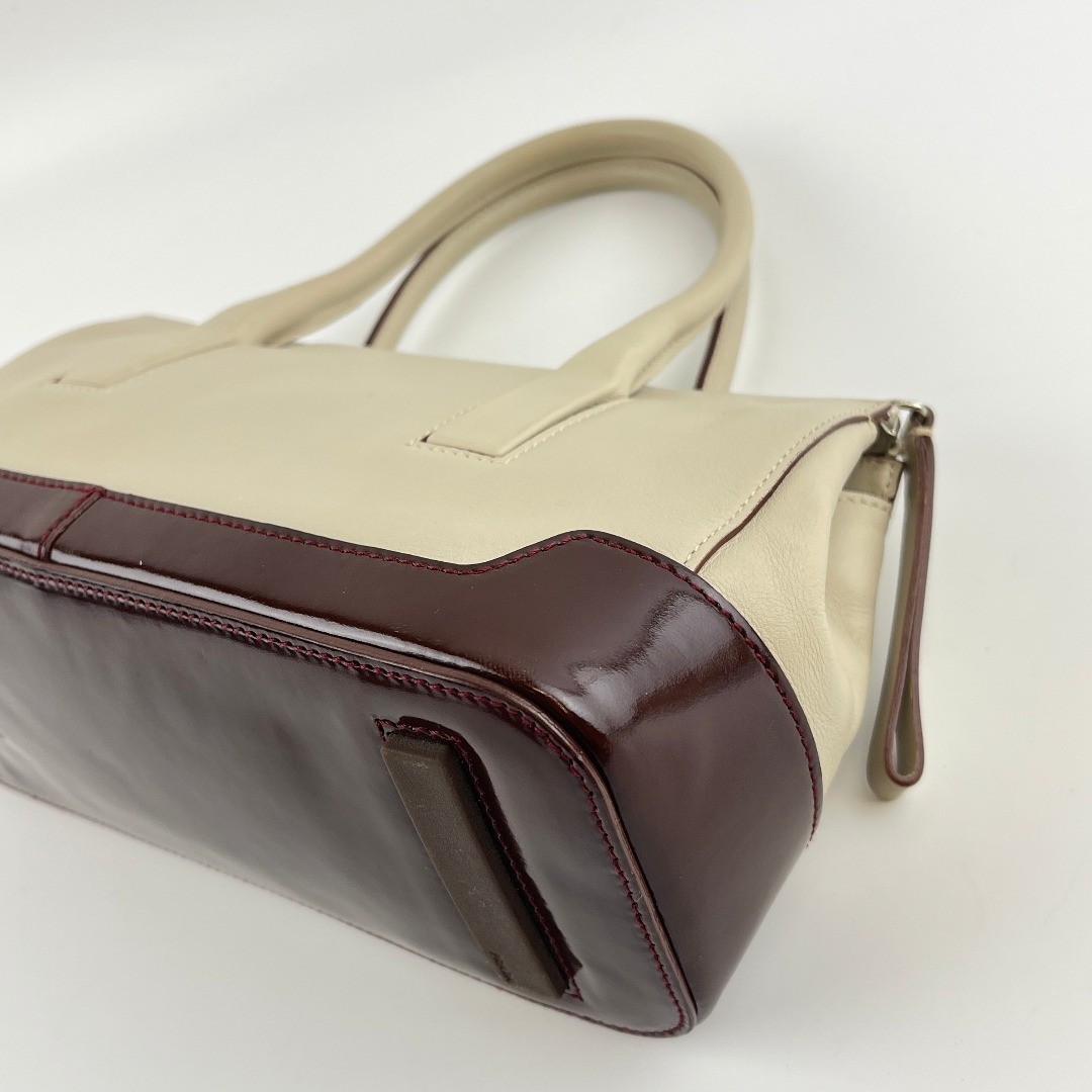 Used PRADA Handbag Tote Bag Brown Beige Leather Vintage Ladies Used Good Conditi thumbnail 11