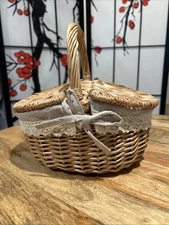 Cute Picnic Basket With Liner