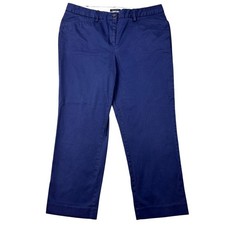 Lands End Womens 14 Mid Rise Straight Leg Chino Pants Navy Blue 453578