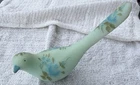 Vintage Fenton Blue Satin Bird Of Happiness Handpainted Blue Flowers