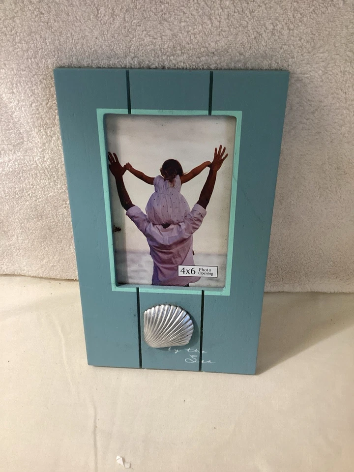Marco de fotos 6X10, cuadro 4x6, madera, verde, decoración de conchas, colgar o ponerse de pie Foto 4 de 4