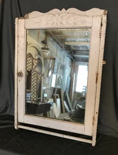 Vintage 22x33 Wood Country Wall Medicine Cabinet Mirror Towel Bar Old 1823-25B