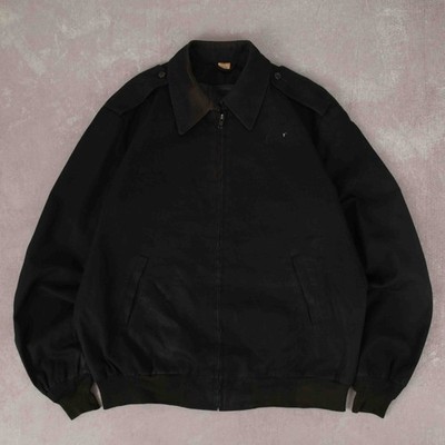 Vintage 70er Workwear Harrington Jacke XL Herren Washed Schwarz Bomber