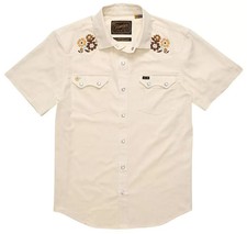 Howler Bros Men's Crosscut Deluxe Short Sleeve Shirt Off White Snap Button Large