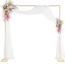 Heavy Duty Backdrop Stand 8ft x 8ft Gold Pipe and Drape Kit Adjustable Metal ...