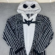 Nightmare Before Christmas Jack Skellington Hooded Pajamas Fleece Zip Small