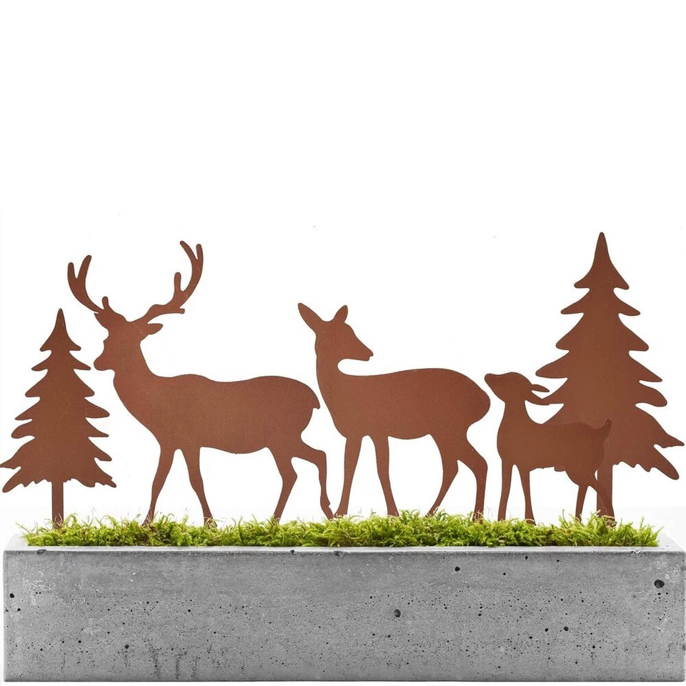 Metal Garden Stakes Set 5pcs Outdoor Yard Signs with Rustic Deer and Tree Art - Image 3 of 4
