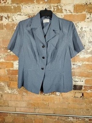 Studio C Classic Collection Plus Ladies Short Sleeve Blazer Blue 