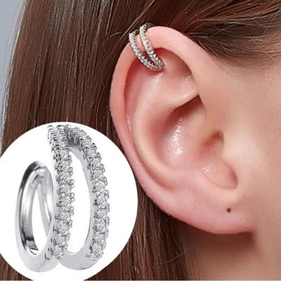 Zircon Clip Earrings Crystal No Piercing Fake Cuff Ear Bone Korean Design 1 Pc