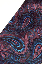Neck Tie VTG Silky Acetate Rayon 60s Deep Pink Blue Paisley Swan Brocade 55 x 4"