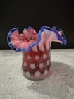 Beautiful Fenton Stars And Stripes Ruffled Top Hat Vase Americana