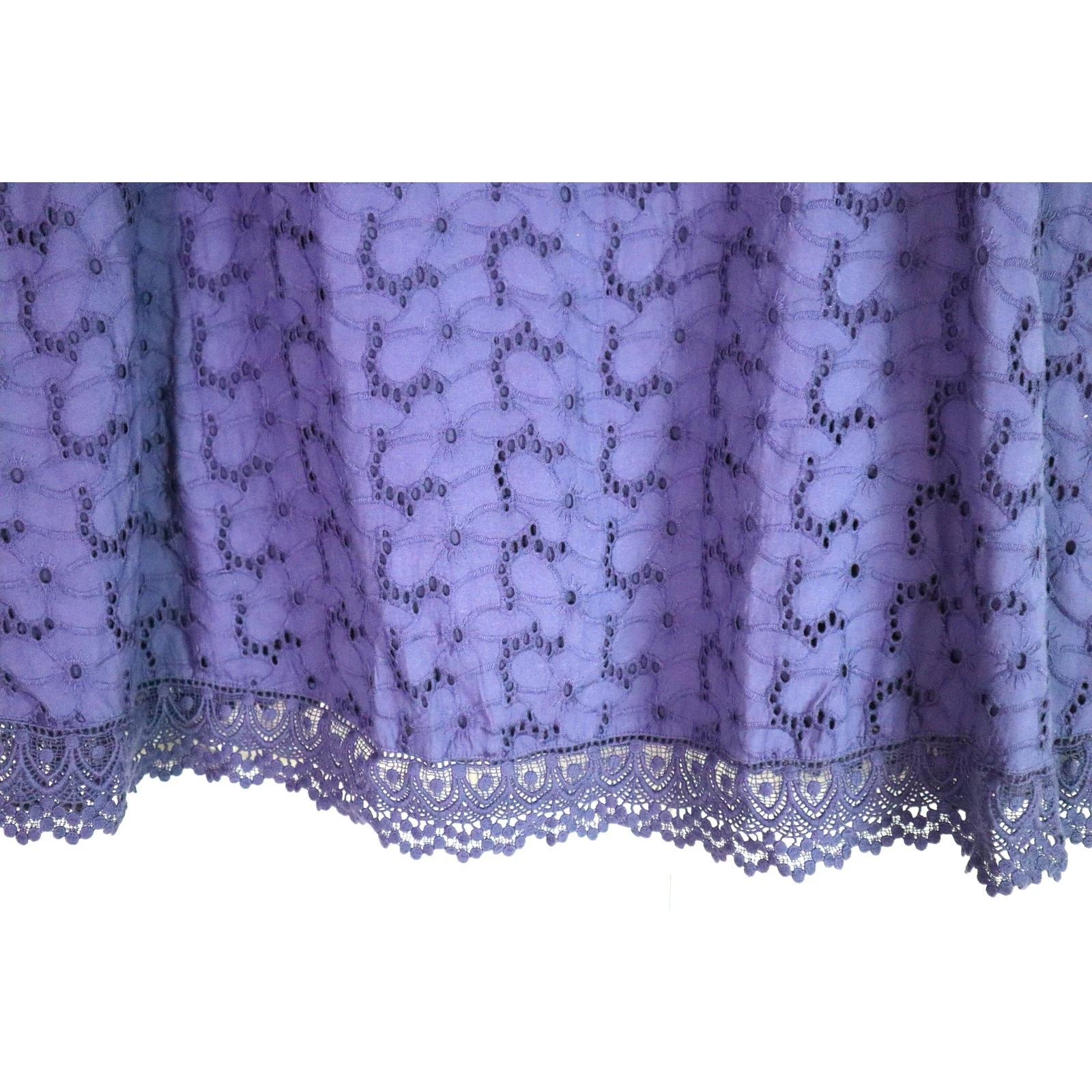 VALENTINO Abito Rue Valentina pizzo occhiellato 2X corto viola intenso blu 100% cotone boho