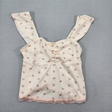 Y2K Babydoll Lace Tank Top Milkmaid Fairy Coquette Cami Whimsigoth Ivory Small