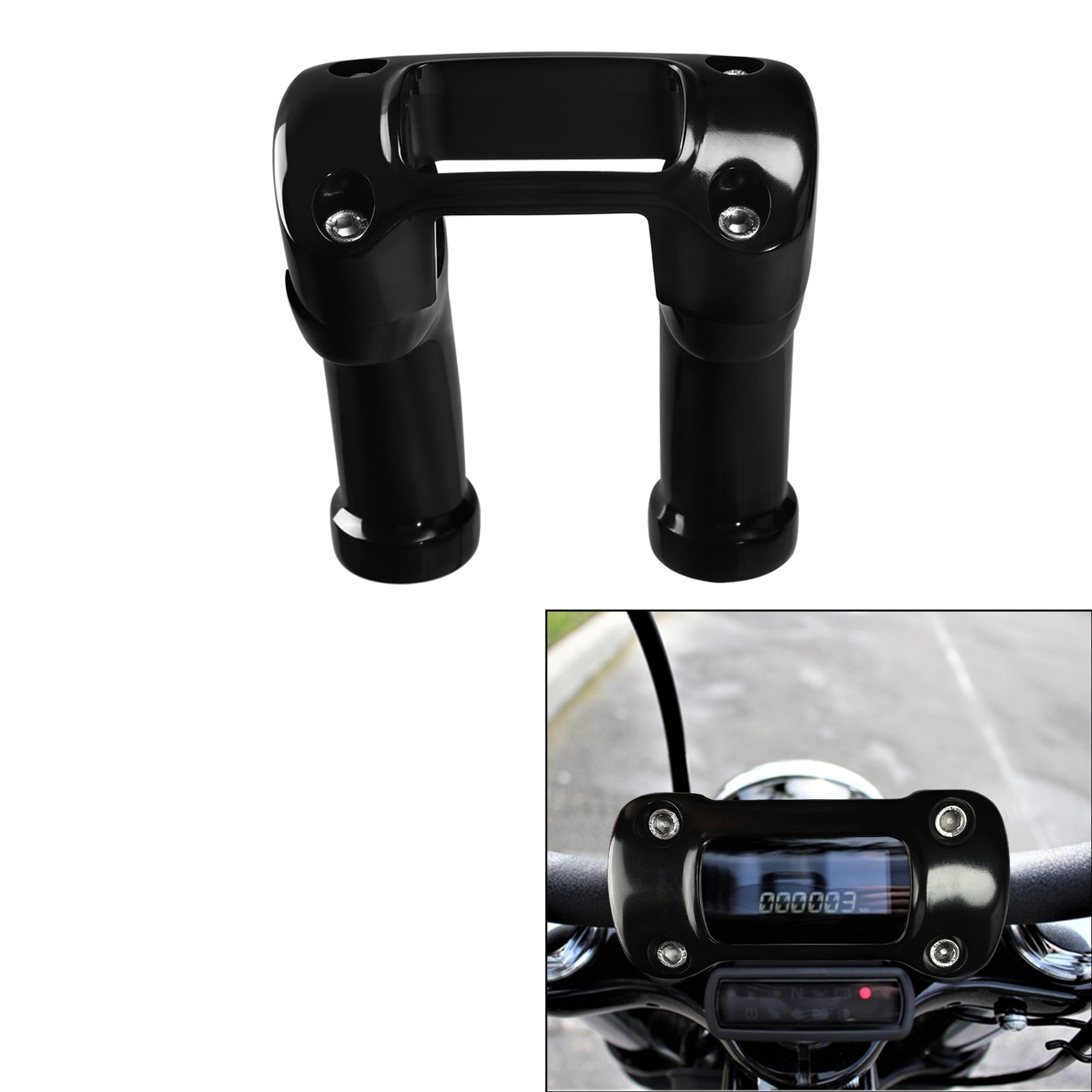 Black 4" Handlebar Riser 1" Top Clamp Fit For Harley Softail Standard Street Bob