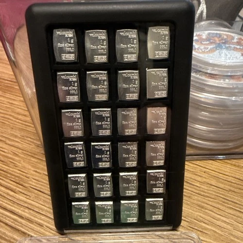 24 X 1g Silver Valcambi Suisse solid silver bars 999 Bullion In Element Card