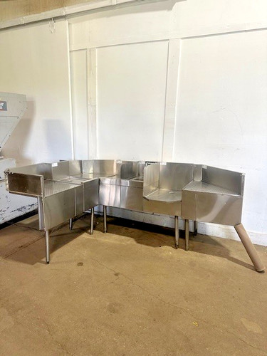 GLASTENDER UNDERBAR NSF 5 UNIT WORKSTATION w/2 DRAINBOARDS and BLENDING STATION