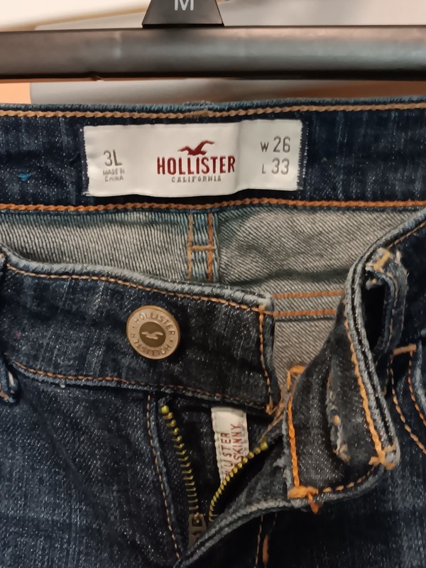 HOLLISTER Super Skinny JEANS  BLUE Fringes 100% cotton Holely Pockets W26×L33