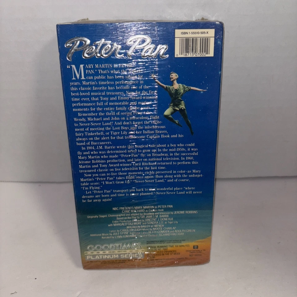 Peter Pan VHS, Sealed - VHS7002, 1990 Good Times Home Video Foto 2 de 3