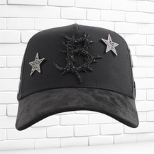 Black Adjustable Barbas Hats for Men with Sta...