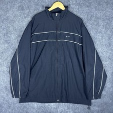 Vintage Nike Windbreaker Jacket Mens Size 2XL Black Full Zip Center Swoosh Y2K