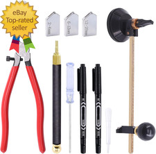 9 Pcs Glass Cutting Tool Set Kit Includes Adjustable Circular Glass Cutter Glass