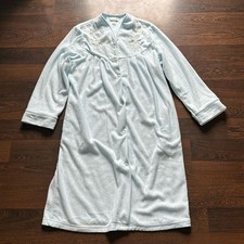 Miss Elaine Vintage Snap Closure Robe Light Blue Small