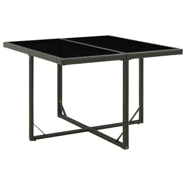 Gartentisch Schwarz 109X107X74 Cm Poly Rattan Und Glas-image