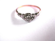 Antico Anello Oro 750 / Platino Con Diamante, 2,11 G