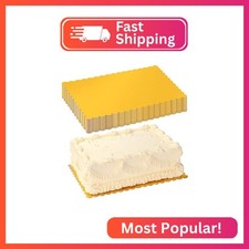 RAMFIYN 30 Pack 14x10 Gold Cake Board Sheets Rectangle Decorating Wavy Cardboard