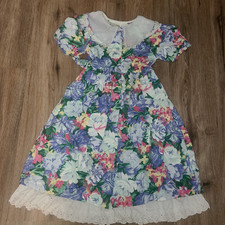 VTG Jo Joe girls 6X Floral button Dress Puff sleeve Cottagecore Puff sleeve