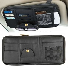 Pu Leather Car Sun Visor Organizer Pouch Bag Muti Pocket Card Storage Holder