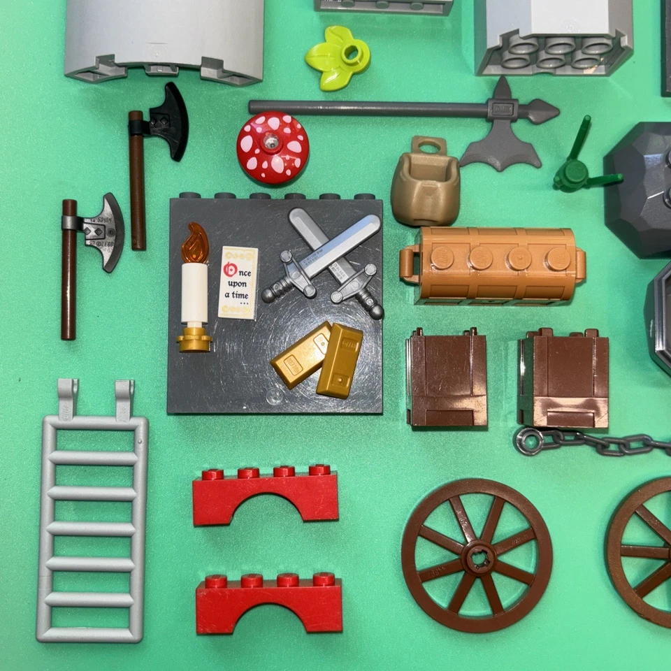 LEGO Castle Parts Lot Gray Black Pieces Turret Wall Window Flags Weapons MOC 33 - Image 2 of 4