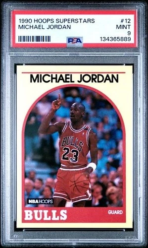 1990 Hoops Superstars Michael Jordan #12 Trading Card PSA 9 MINT