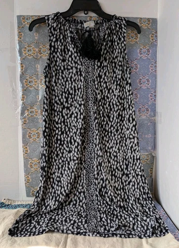 Abito smanicato Michael Kors stampa animalier nappe cambio nero bianco XS