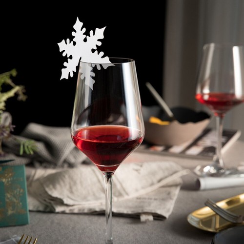 50 Pcs Red Wine Glass Card Snowflake Place Cards for Table Setting Snowflakes - Picture 7 of 12